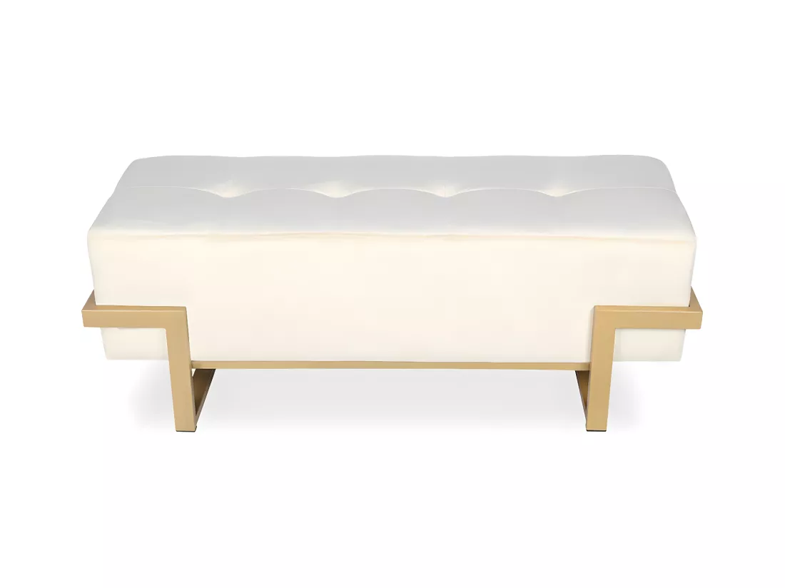 Banquette Selena Velours beige pieds or