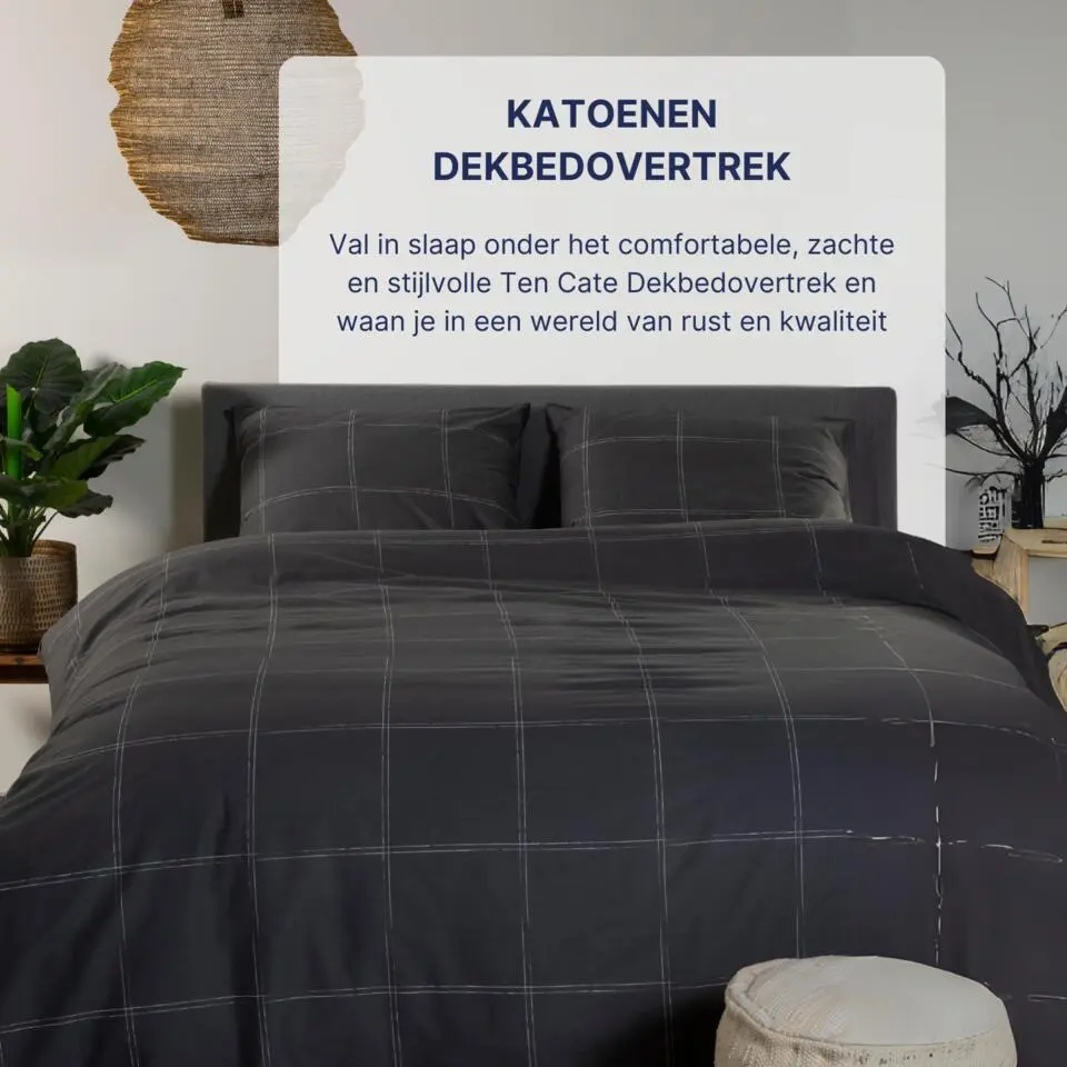 Ten Cate Katoenen Dekbedovertrek - 140x200/220 cm - Louis Antraciet
