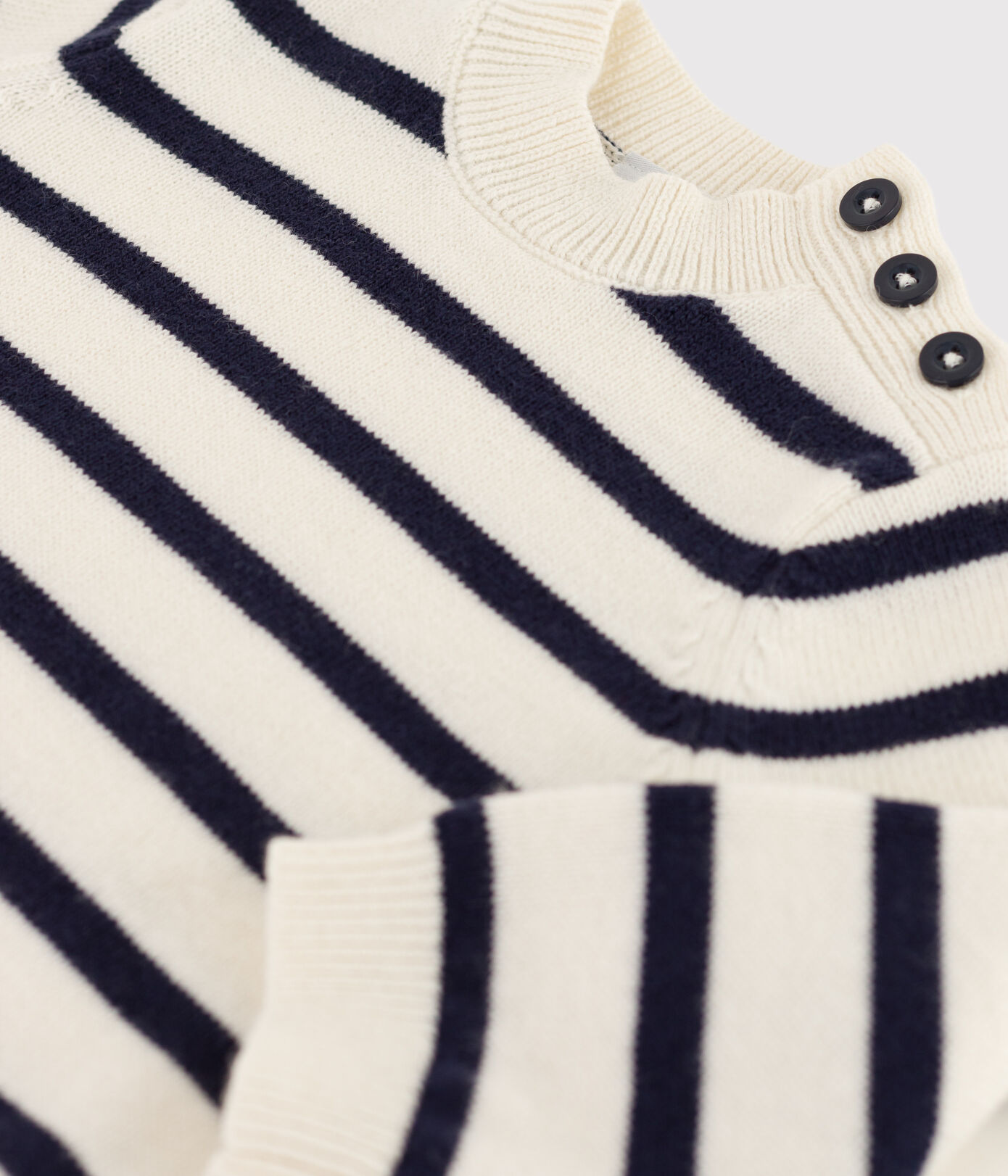 Pull bébé en laine et coton rayé marinière