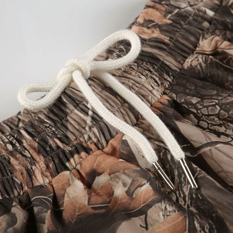 BrickBlack - Elastische taillebroek met camouflagemotief en wijde pijpen