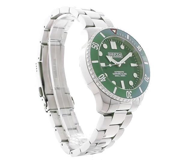 Depth Charge Stainless Steel Green Dial Dive Watch