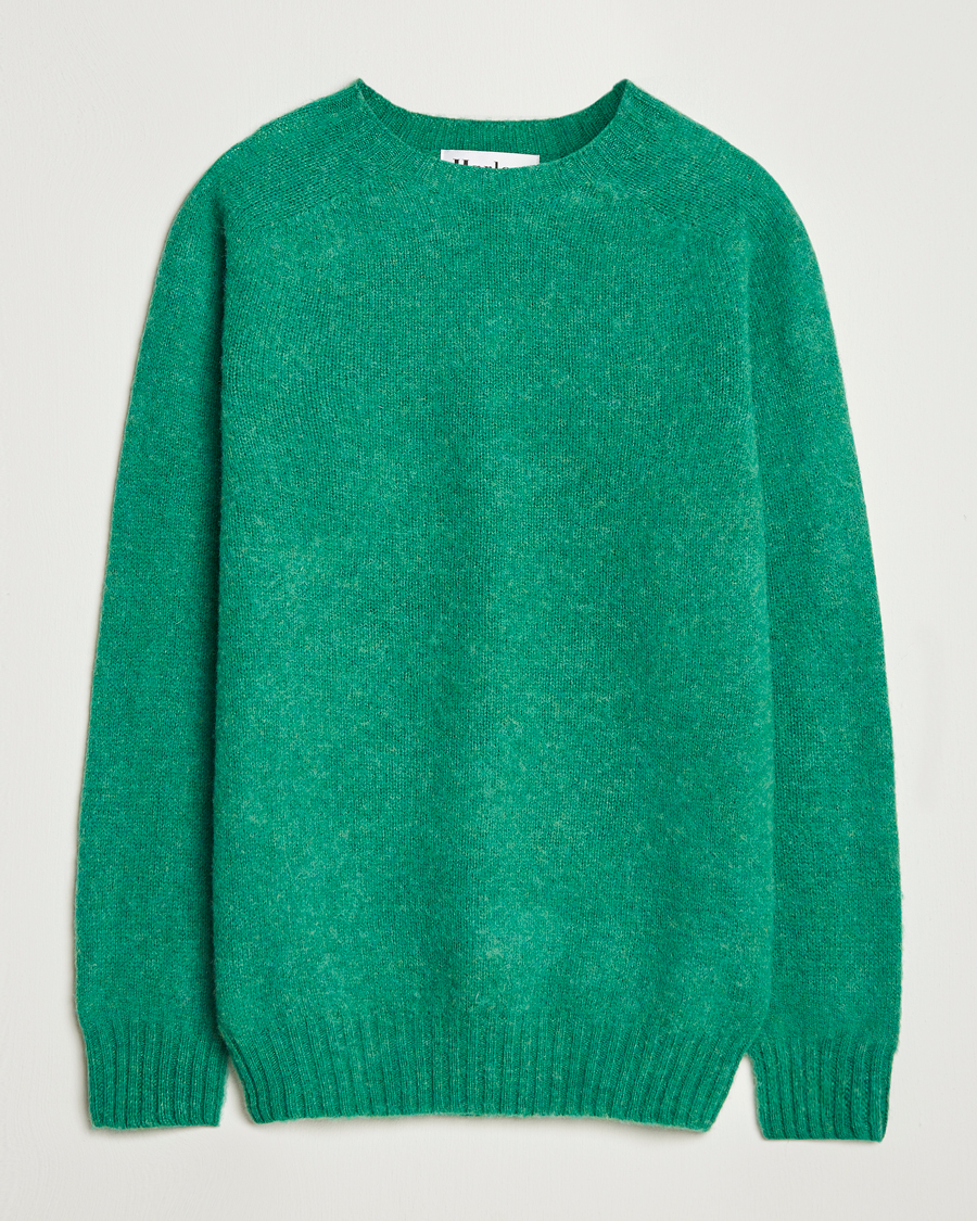 Harley Of Scotland Brushed Supersoft Lambswool Crewneck Evergreen