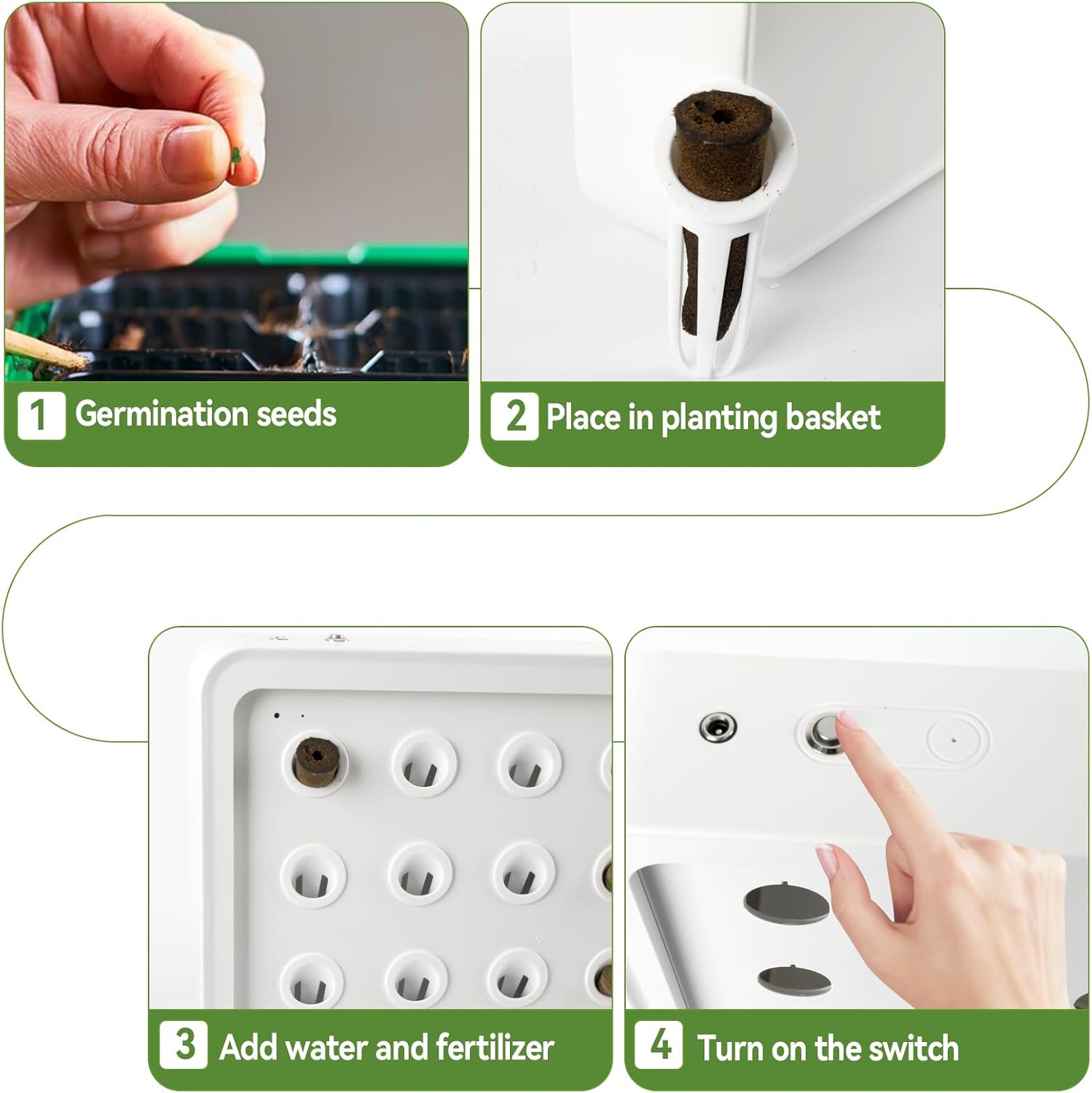 Hydroponisches Anbausystem, Indoor-Garten-Set mit LED-Pflanzenbeleuchtung, erdfrei, mit Geräuschsensor, dreifach gefiltertem Licht und App-Steuerung für 16 Pflanzen - ideal für Zuhause und Büro