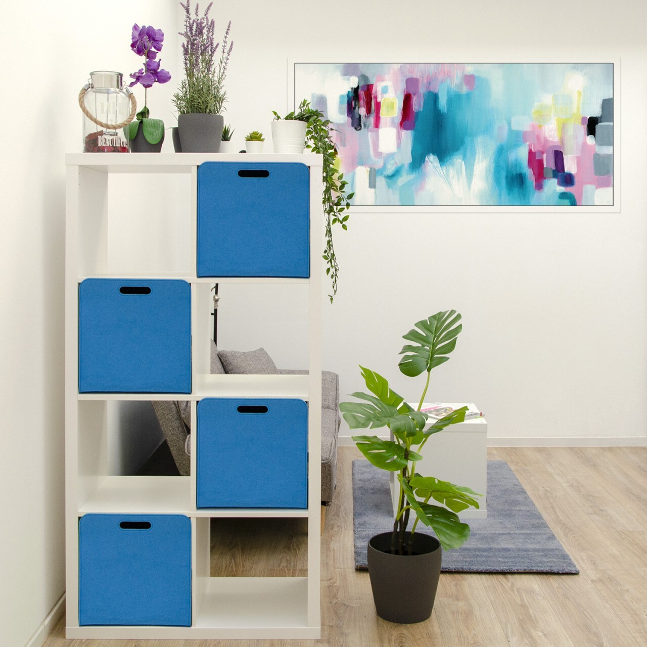 Aufbewahrungsbox 2er Set Cube Filz Blau 33x38x33cm