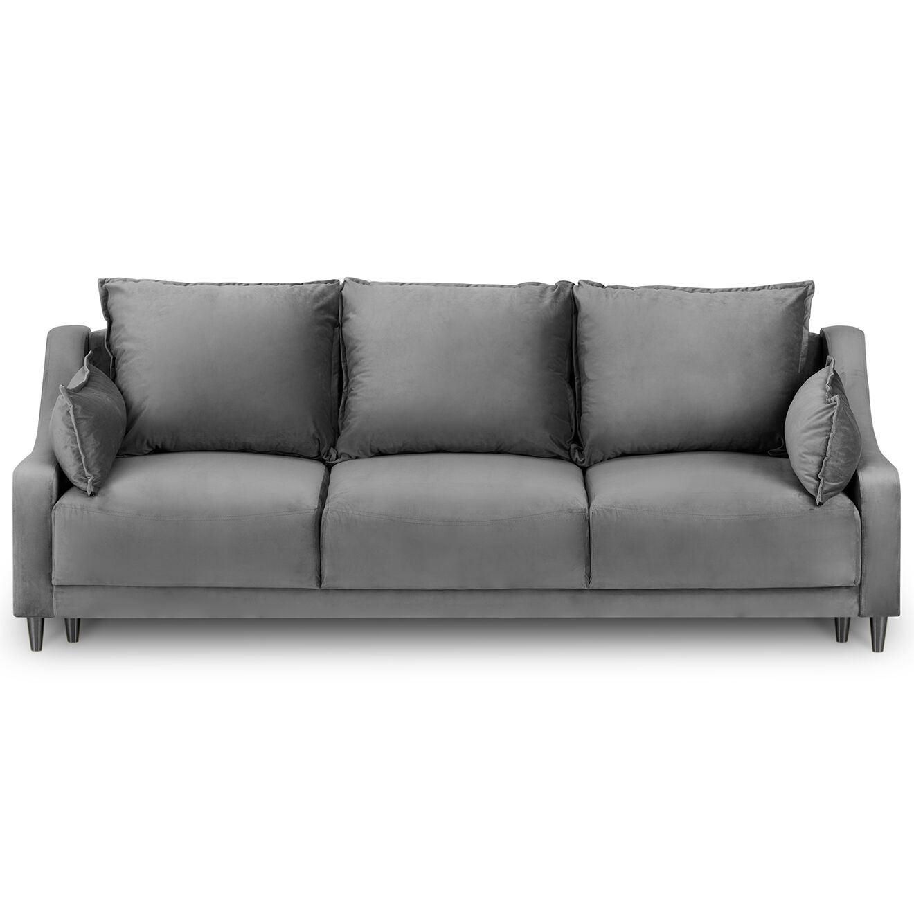 Mazzini Sofas Canapé Convertible avec Coffre en Velours Freesia gris clair - 215x94x90 cm