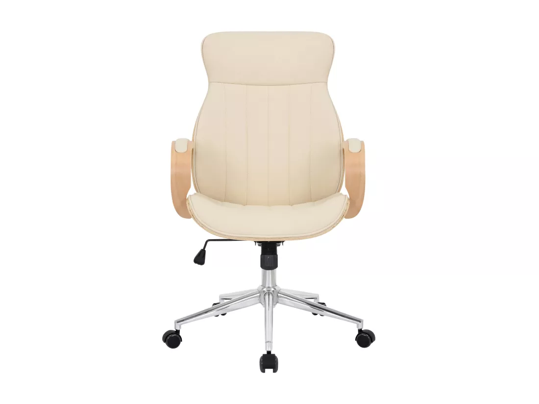 Chaise de bureau - Similicuir & Métal chromé - Nature / Crème - Melilla