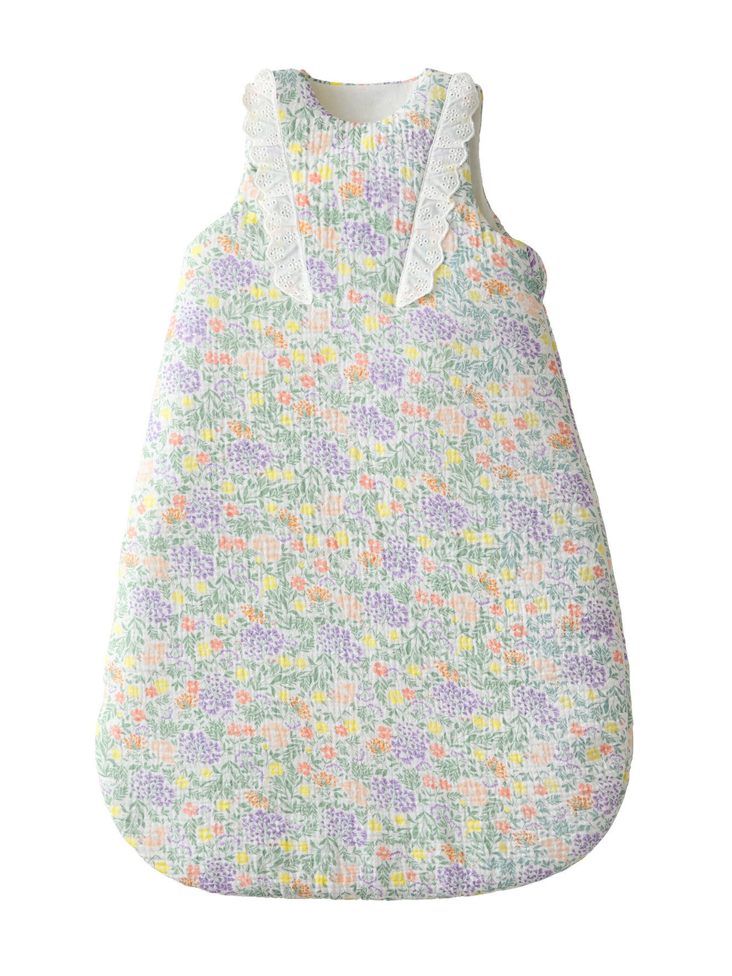 Vertbaudet Ärmelloser Baby Schlafsack LANDLEBEN weiß bedruckt