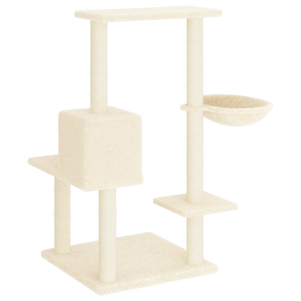 arranhador para gatos vidaXL com postes de sisal, creme, 95 cm