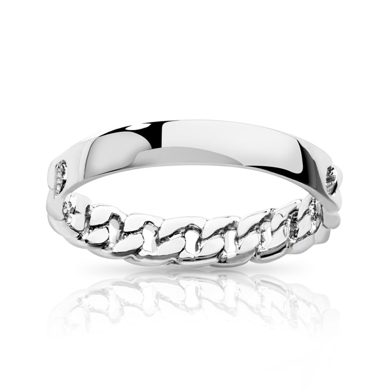 Bague argent 925 prénom demi-chaîne