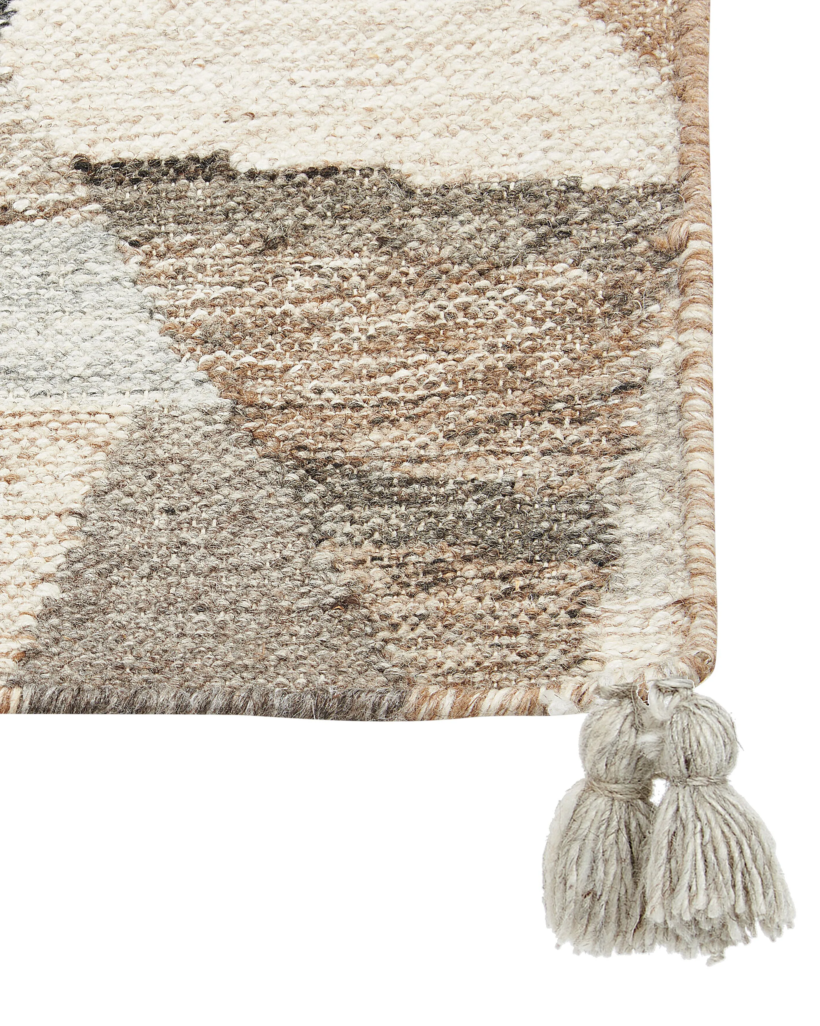 Vloerkleed ARGAVAND Beige 160 x 230 cm Wol Kelim