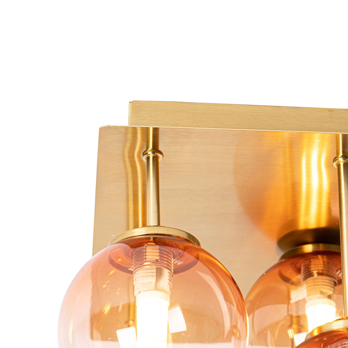 Art Deco plafondlamp goud met roze glas 9-lichts - Athens