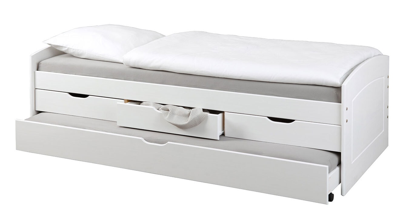 Stauraum-/Funktionsbett LAURENZ 90 x 200 cm weiß