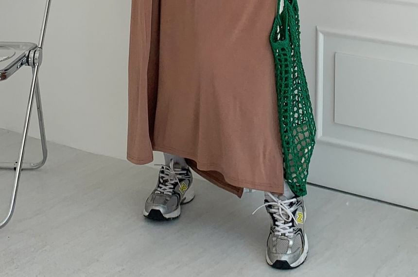 Chubby Girl - Plus Size Maxi-jurk met korte mouwen en letters, losvallend
