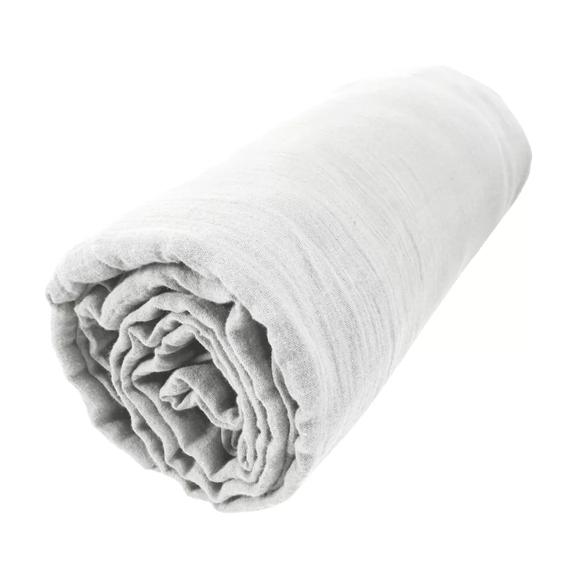 Drap housse gaze de coton (90 x 200 cm) Gaïa Gris nuage