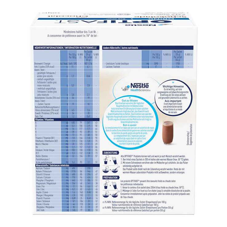 Optifast home Drink Schokolade Pulver, 8X55 g