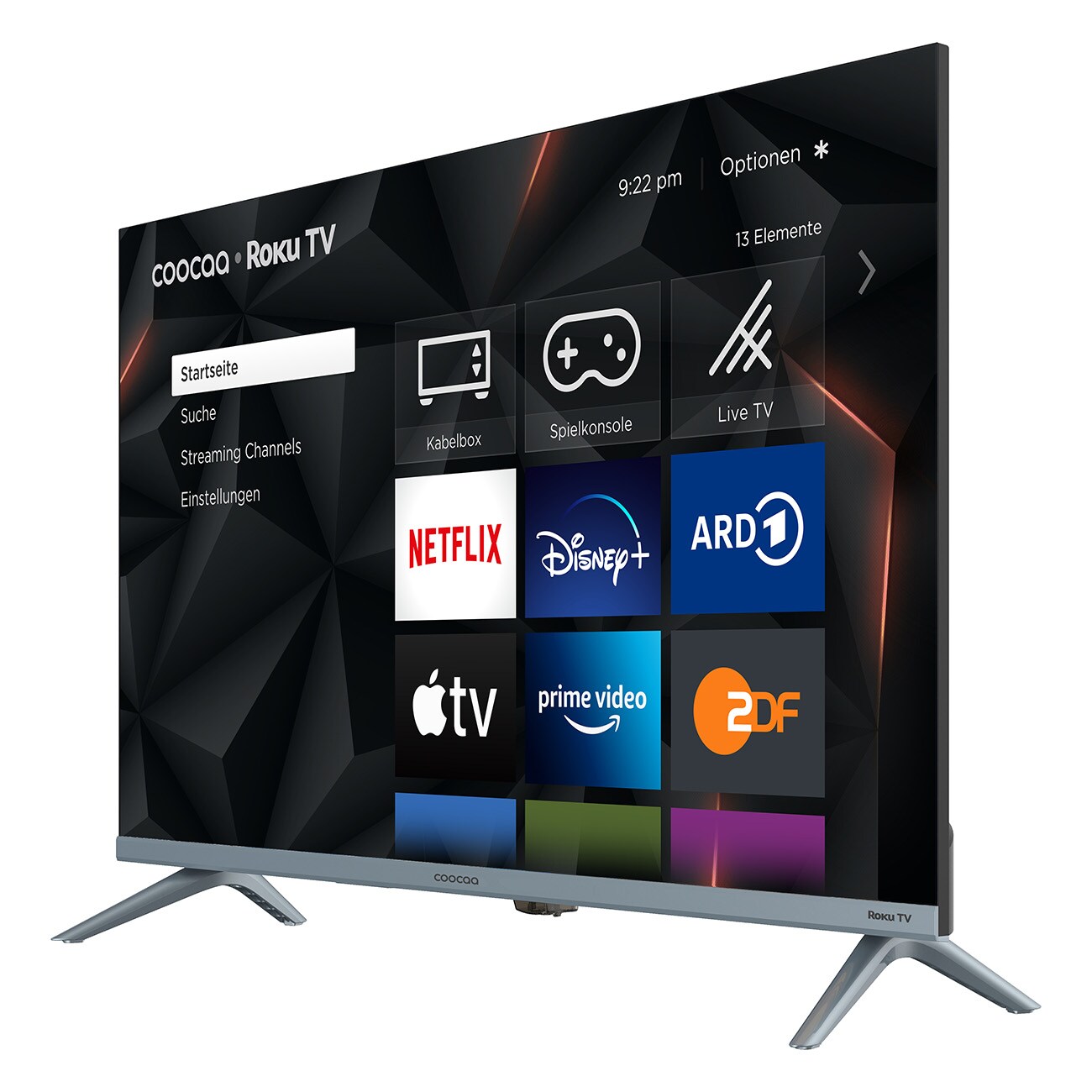 Coocaa 40R3G, Roku HD Smart TV, 40 Zoll, 100 cm, Fernseher mit WLAN schwarz LCD TV