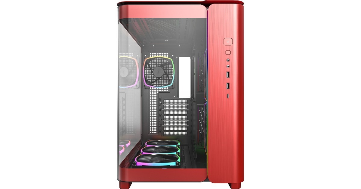 MontechKING 95 PRO midi tower behuizing  (Rood | 2x USB-A | 1x USB-C | RGB | Tempered Glass)
