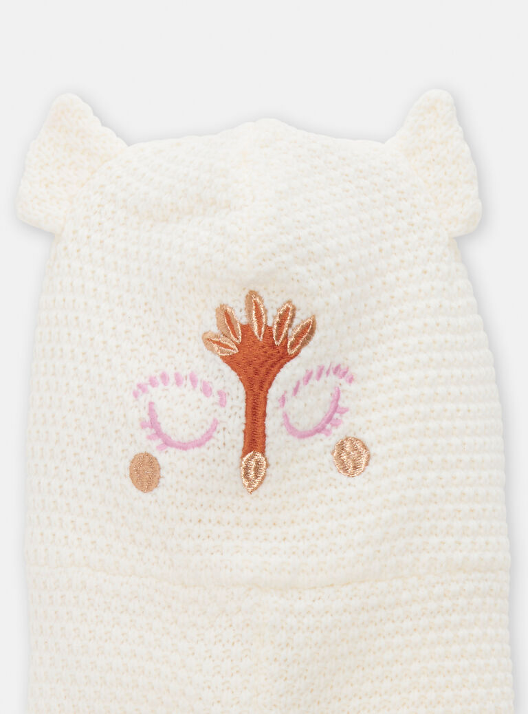 Cagoule hibou écru pour fille