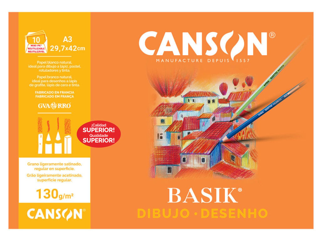 PAPEL DESENHO CANSON A3 MINI-PK 10 FOLHAS