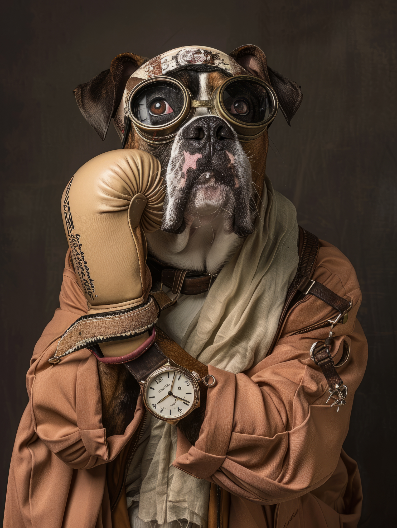 Canvas schilderij van een Boxer 60x80 cm
