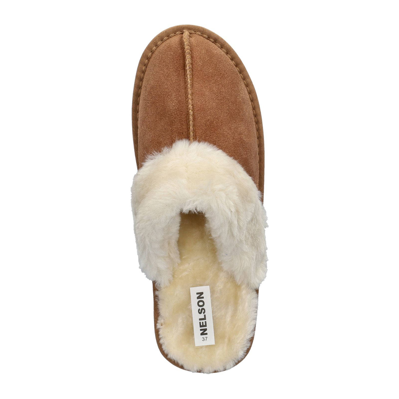Nelson Home suède pantoffels cognac