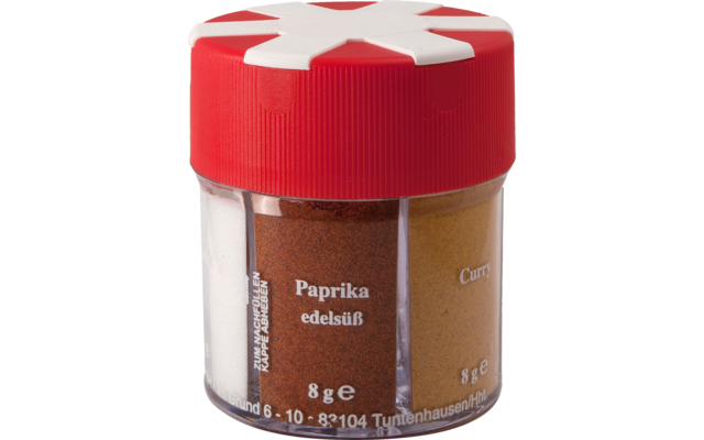 BasicNature Gewürzstreuer 6 in 1 mit Salz / Pfeffer weiß / Pfeffer schwarz / Paprika / Curry  / Knoblauch