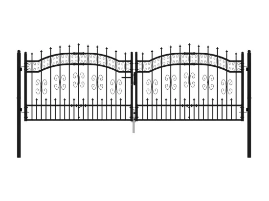Portail et sommet de lance Noir 305x151 cm Acier enduit poudre