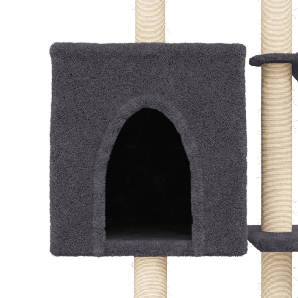 Arbre à chat avec griffoirs en sisal gris foncé 145 cm