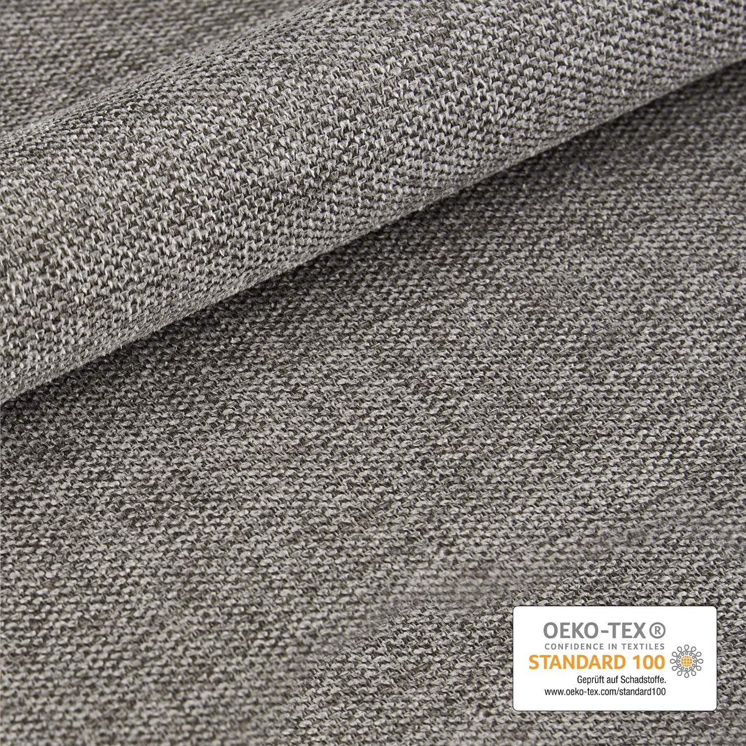 B&D home® Esszimmerstuhl Daisy drehbar – Armlehnenstuhl mit 360° Drehfunktion, Webstoff Grau, gepolsterte Sitzschale, Massivholzgestell Natur, skandinavisches Design für Esszimmer, Küche, Home Office