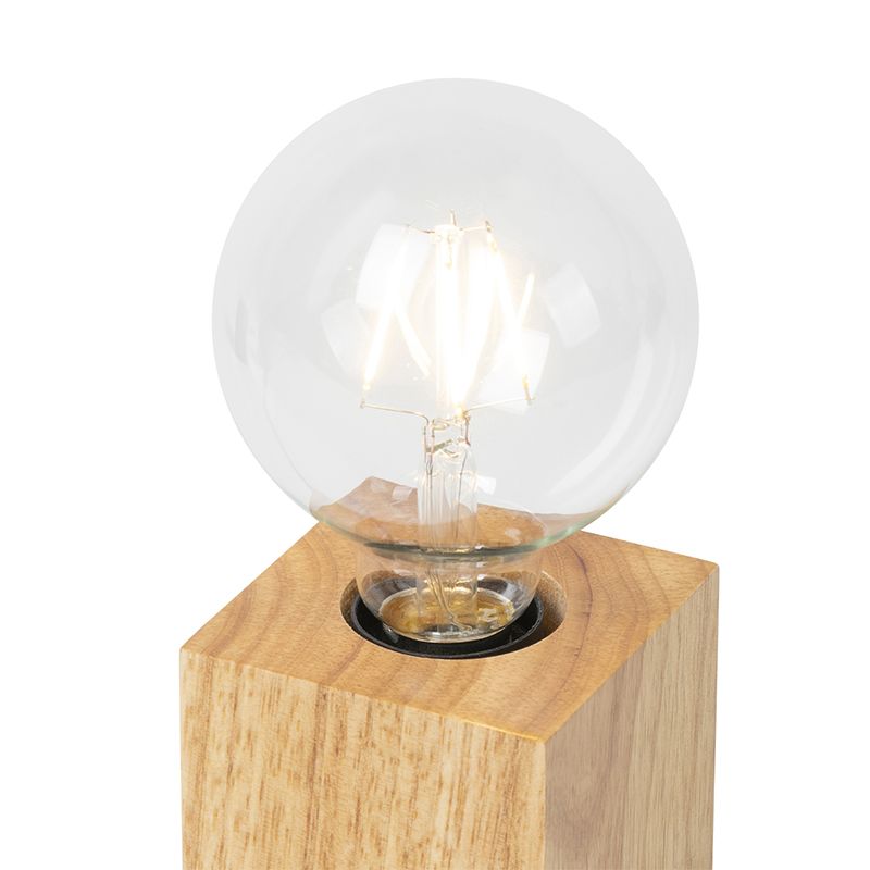 Landelijke tafellamp hout naturel - Bloc