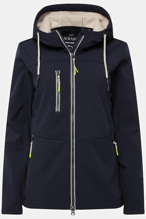 Softshell-Jacke, wasserabweisend, Fleece-Innenseite, Kapuze, 2-Wege-Zipper, fällt kleiner aus