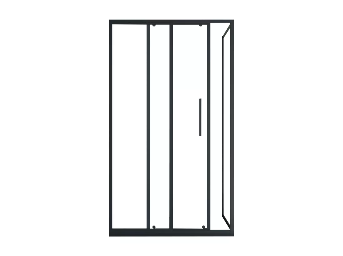 Paroi de douche avec porte coulissante noir mat style industriel - 140 x 80 x 195 cm - TORONI