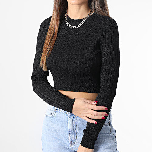 Pull Femme Crop Luxe Noir