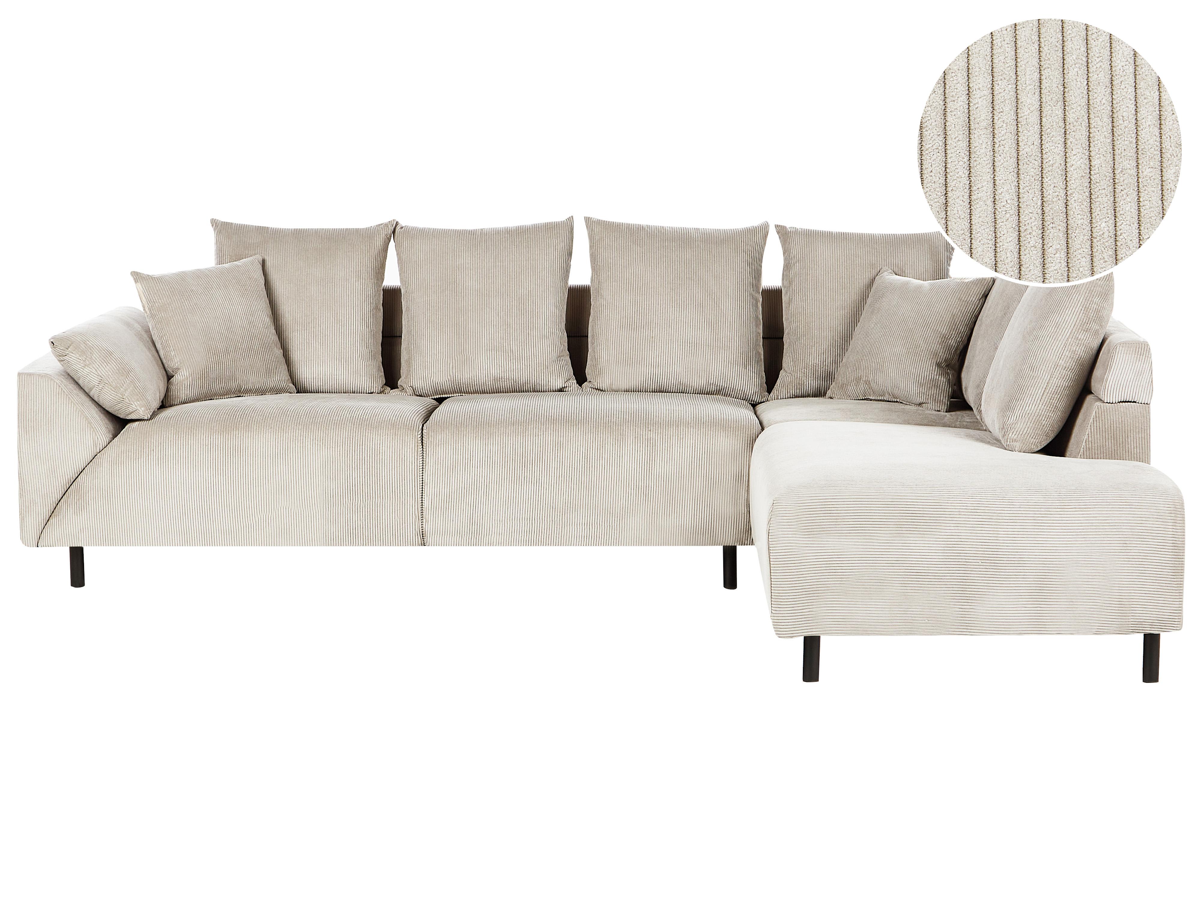 Hoekbank 4-zits LUNNER Corduroy Beige linkszijdig