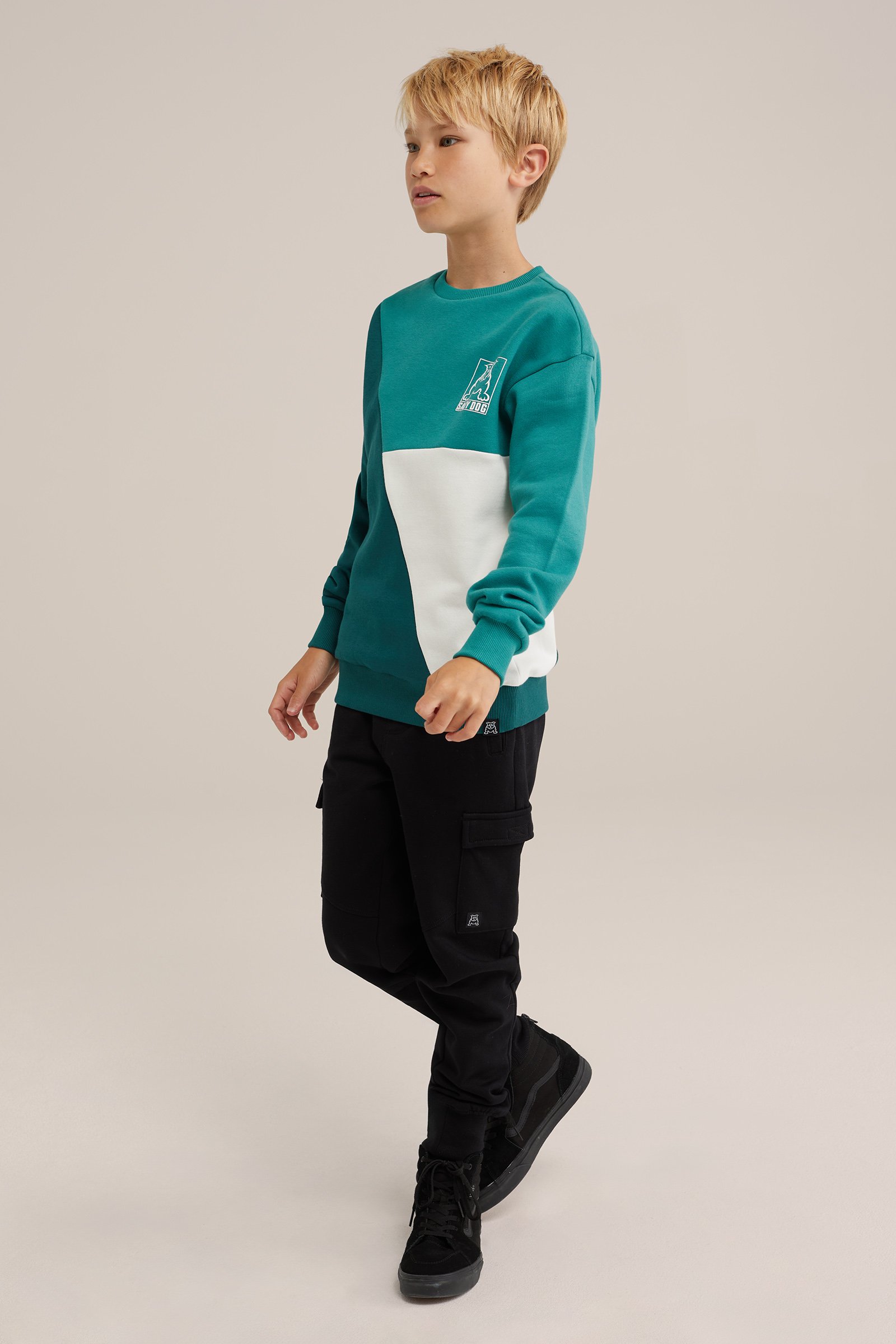 Jongens sweater met colourblock Salty Dog Felgroen