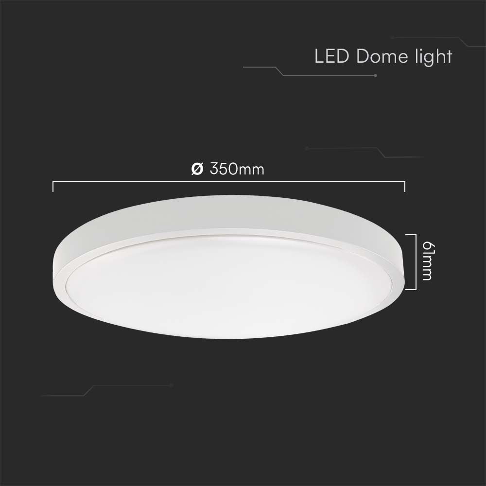 V-TAC VT-8630W-RD - Ronde LED-koepellampen - 420 mm - IP44 - Wit - 30 W - 3000 lumen - 6500 K