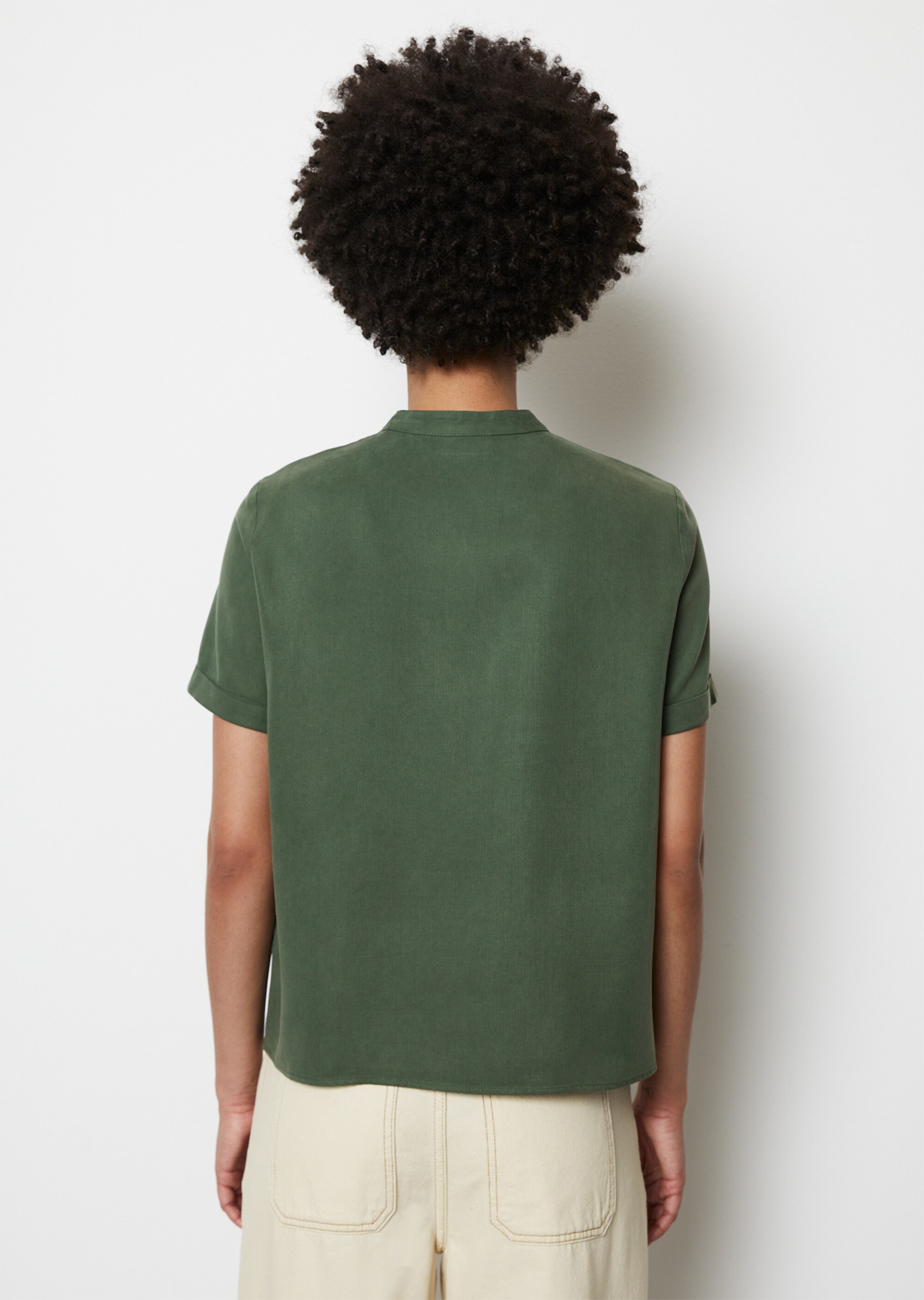 Stehkragen-Bluse regularaus Tencel™ Lyocell
