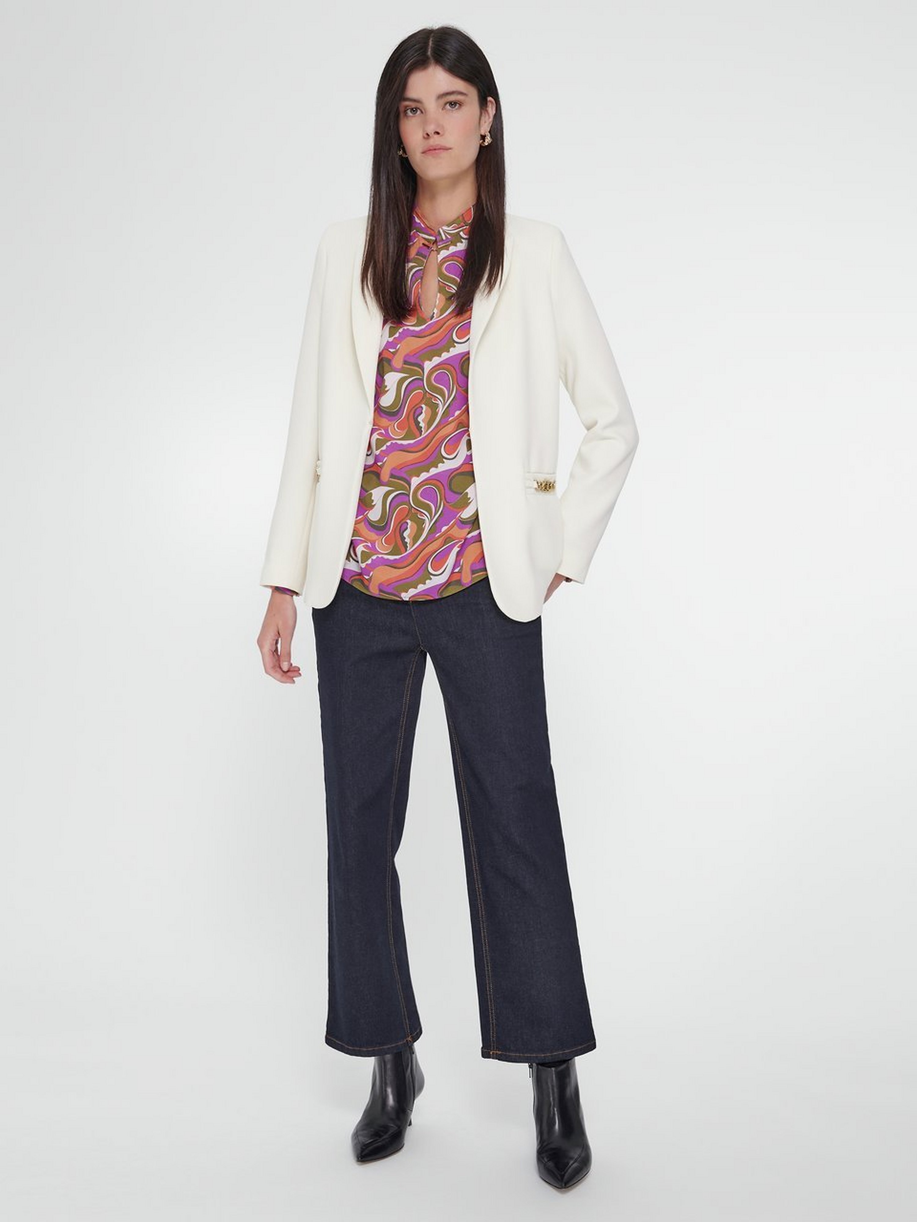 Bluse mit Rundhals-­Ausschnitt