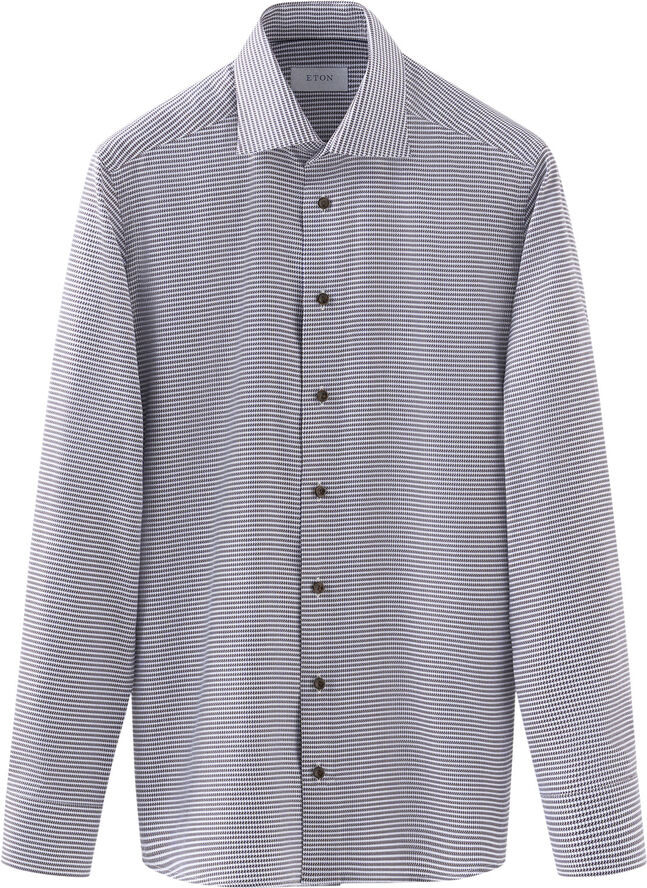 ETON Contemporary Fit Brown Houndstooth Signature Twill Shirt Brun