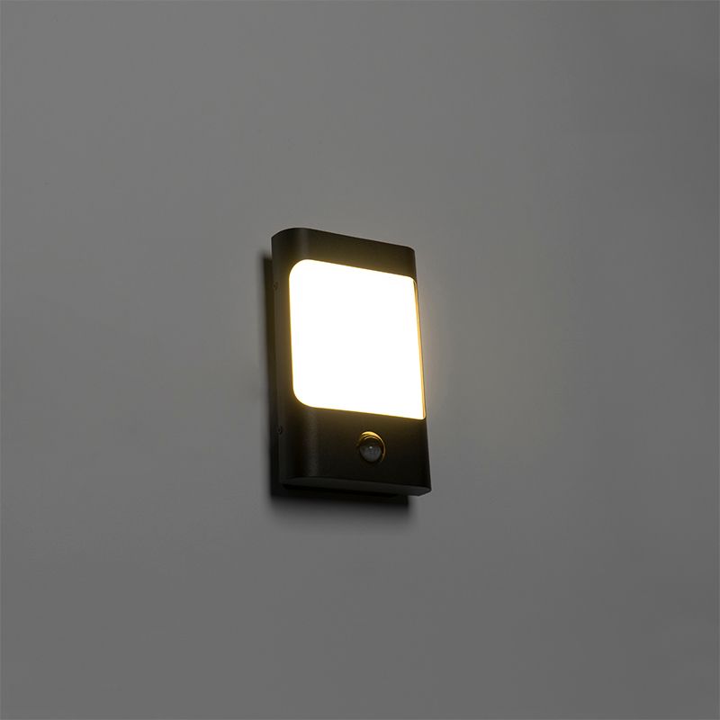 Wandlamp zwart incl. LED IP44 met bewegingssensor - Khuvan