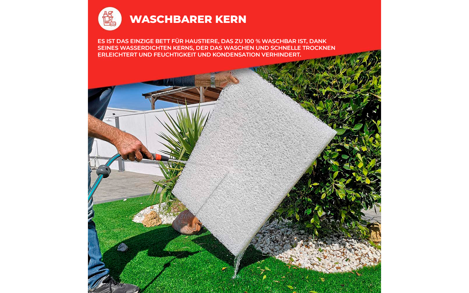 K'Foam Hundebett mit waschbarer Matratze für Haustiere (90 x 60 cm)