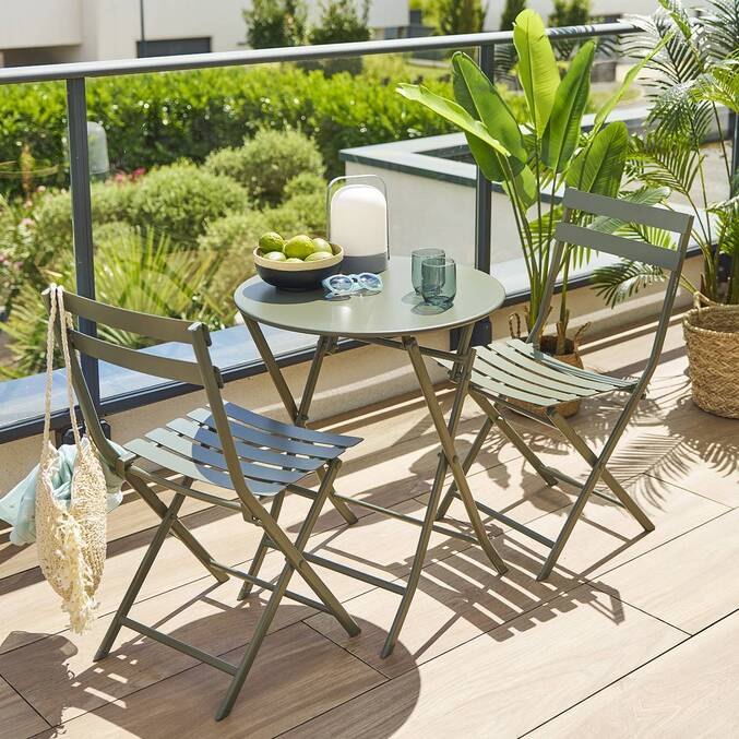 Table de jardin pliante ronde GREENSBORO Vert laurier