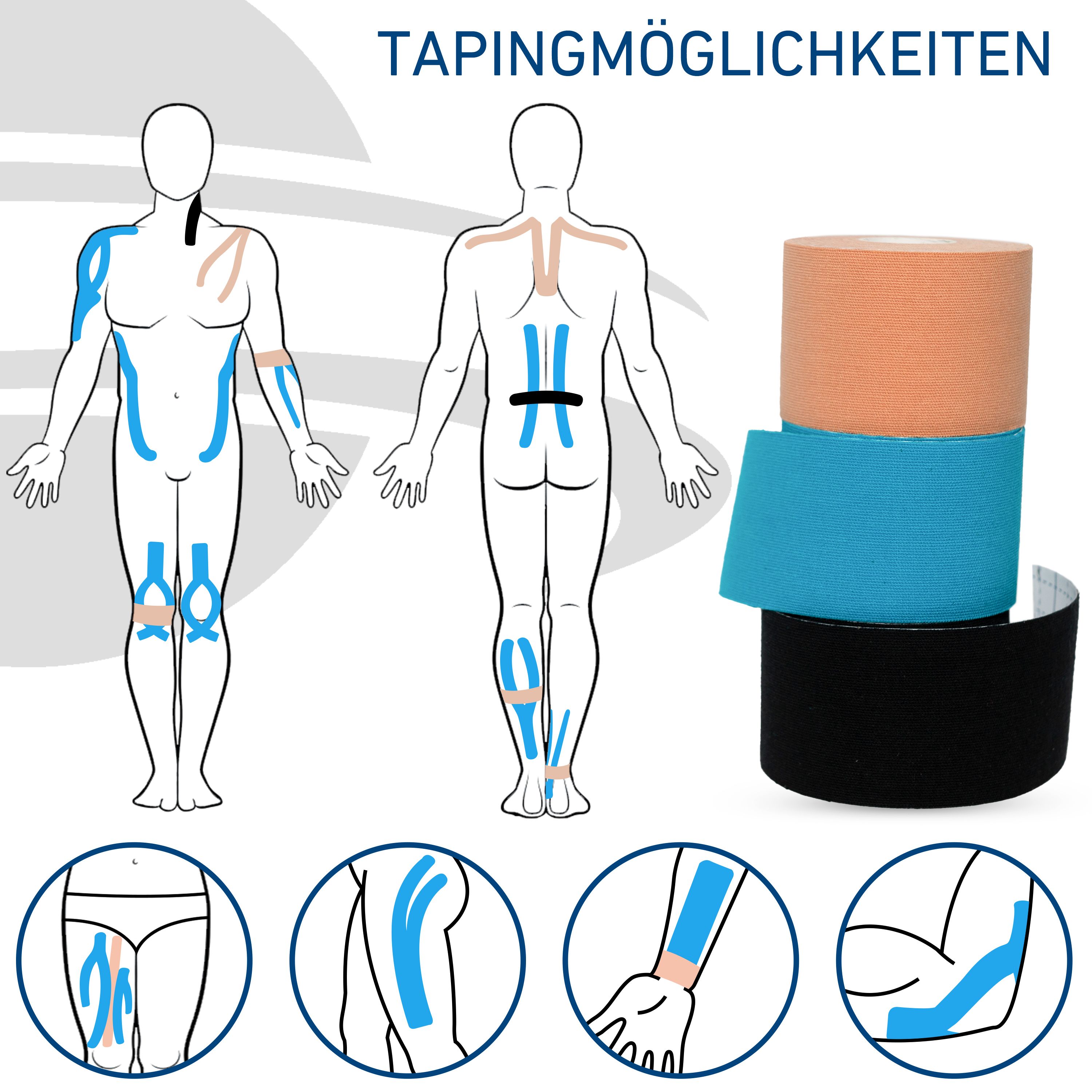 axion® Kinesiologie Tape BEIGE – 500 x 5 cm Kinesiotape