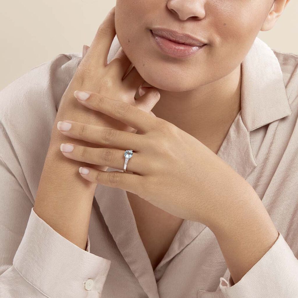 Bague Maysara Or Blanc Topaze Et Oxyde De Zirconium