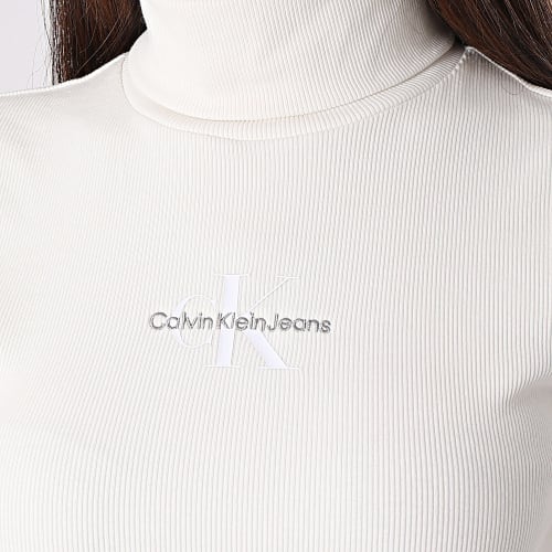 Tee Shirt Col Roulé Manches Longues Femme 2024 Beige