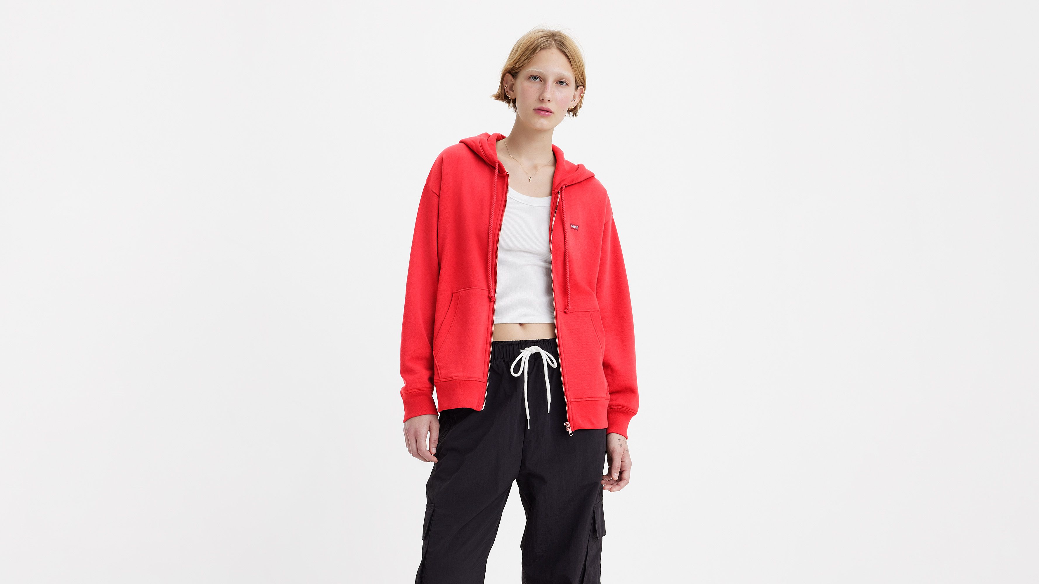 Sweat à capuche zippé Standard - Coral Red - Rouge