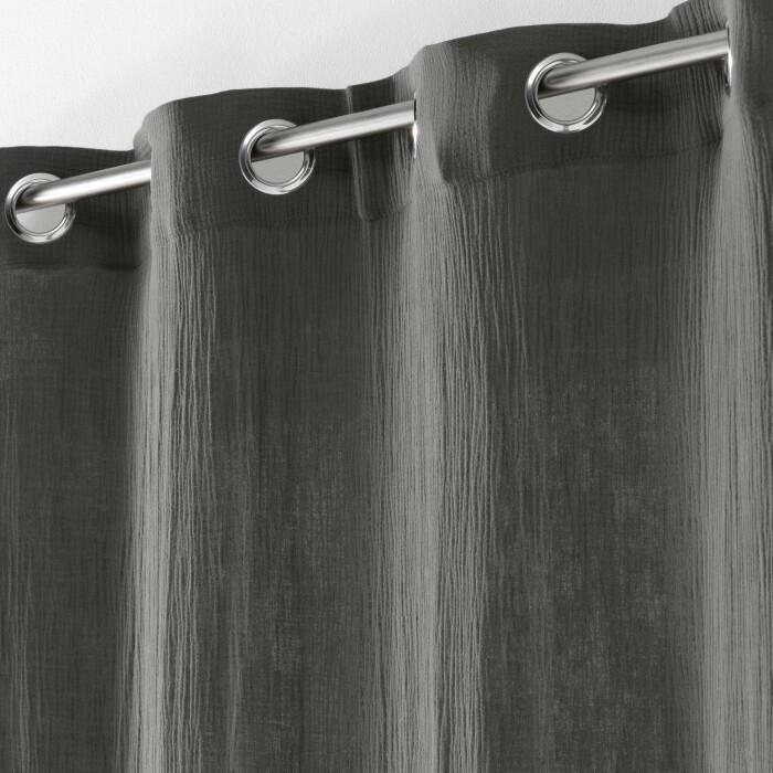 RIDEAU A OEILLETS 135X240CM GAZE DE COTON ANGELIA ANTHRACITE
