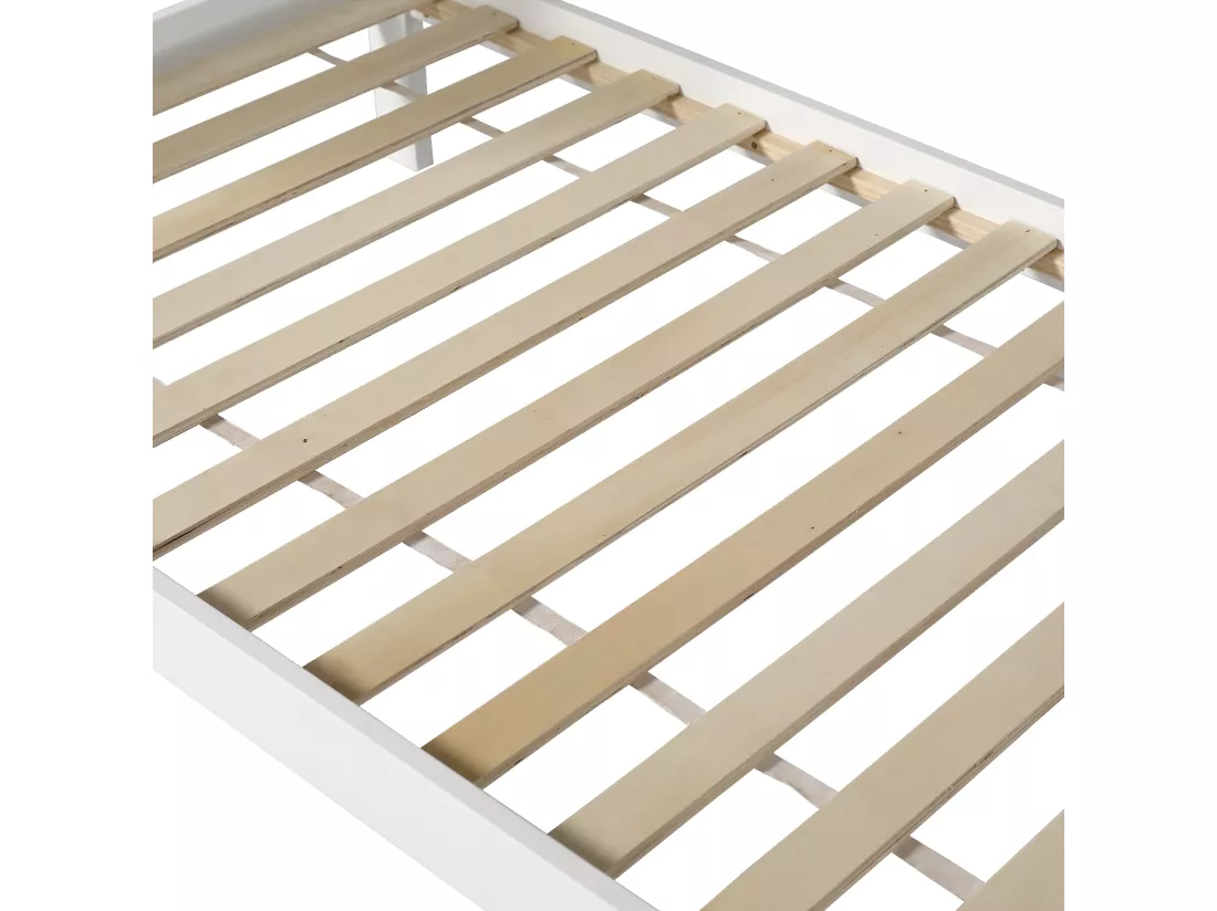 Lit superposé 90x200cm en bois massif avec 2 tiroirs - design unique - Blanc