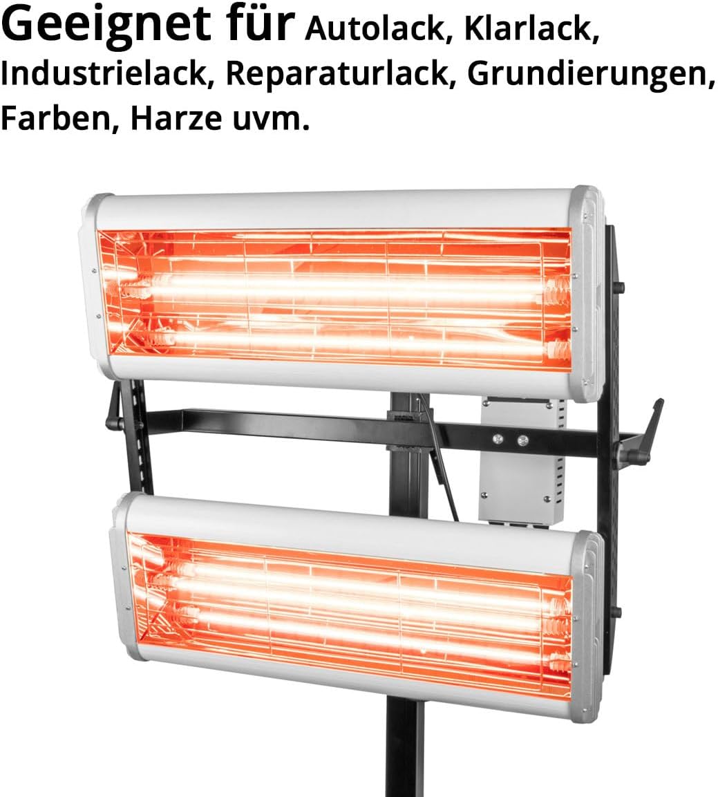 STAHLWERK Infrarot Lacktrockner IL-1200 ST mit 1.200 Watt und Stativ, leistungsstarker Infrarottrockner/IR Strahler/IR Trockner (2400 Watt)