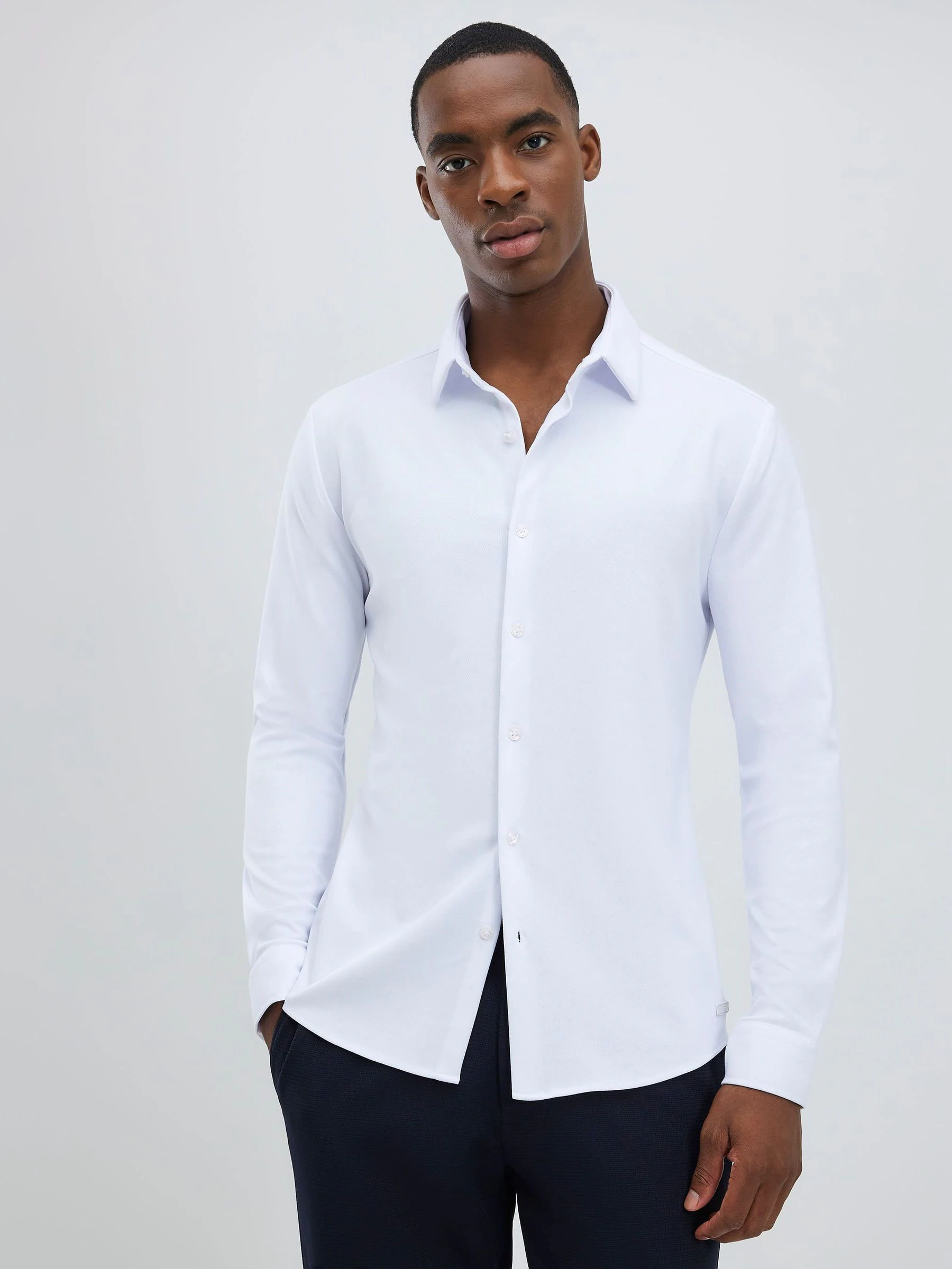 Wit - River Island Muscle Fit Pique Shirt